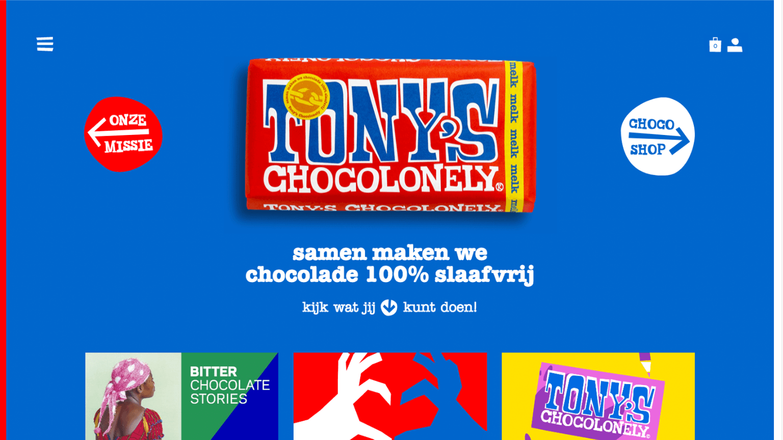 Tony's Chocolonely landing page