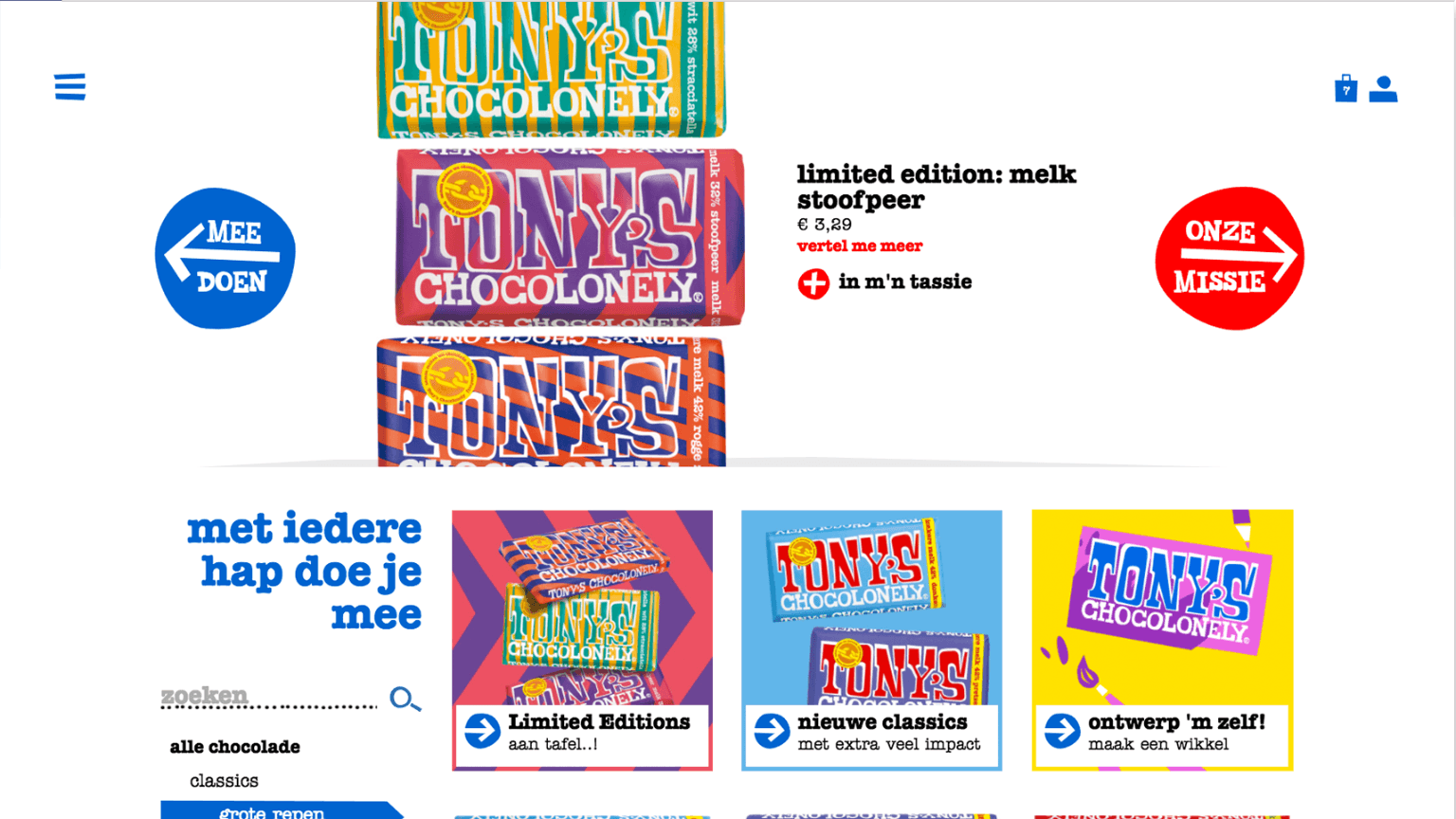 Tony's Chocolonely shop page